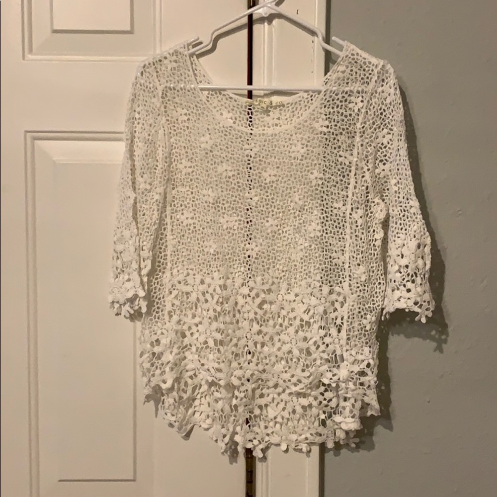 White Floral Lace Top - XL